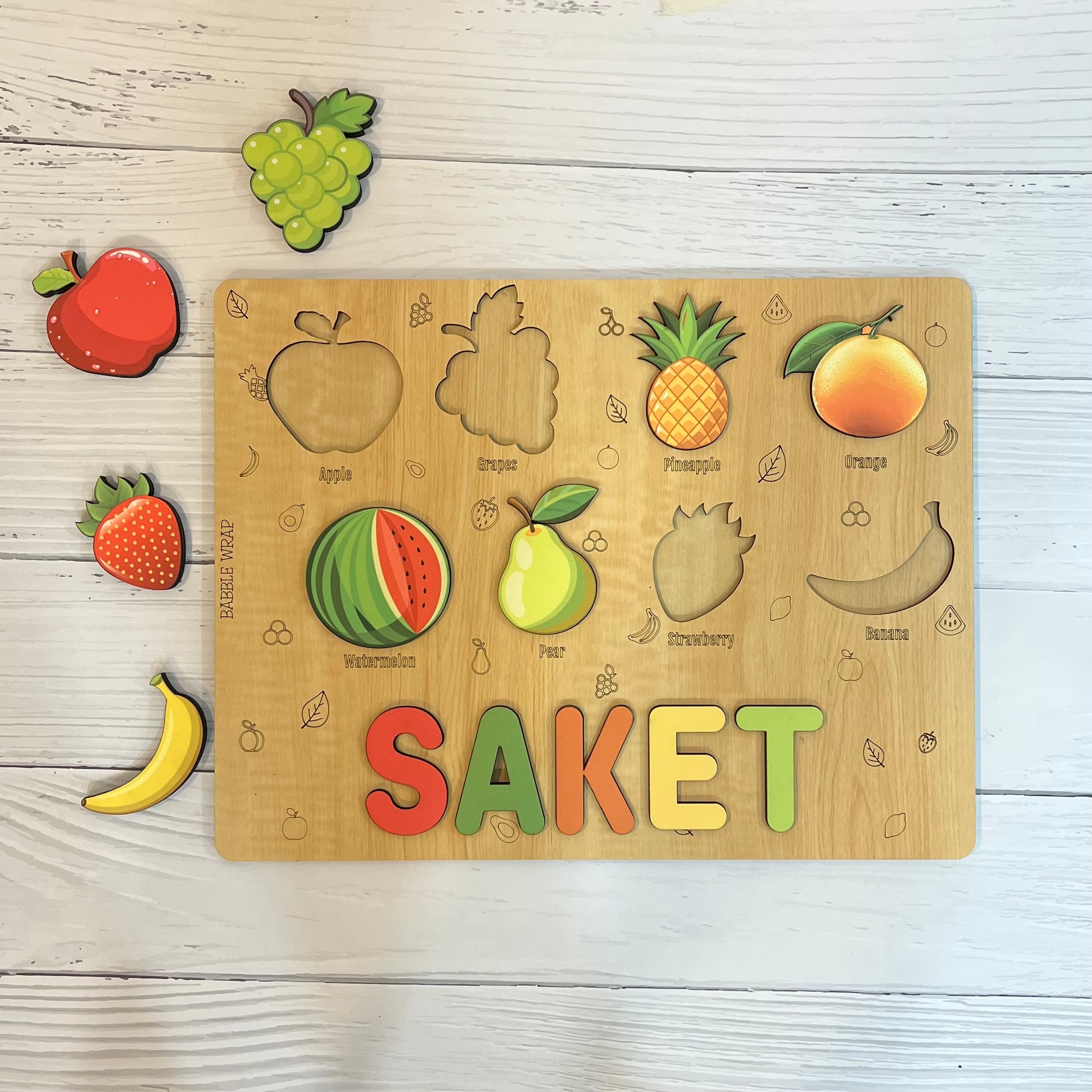 Personalised Wooden Name Puzzle - Fruits