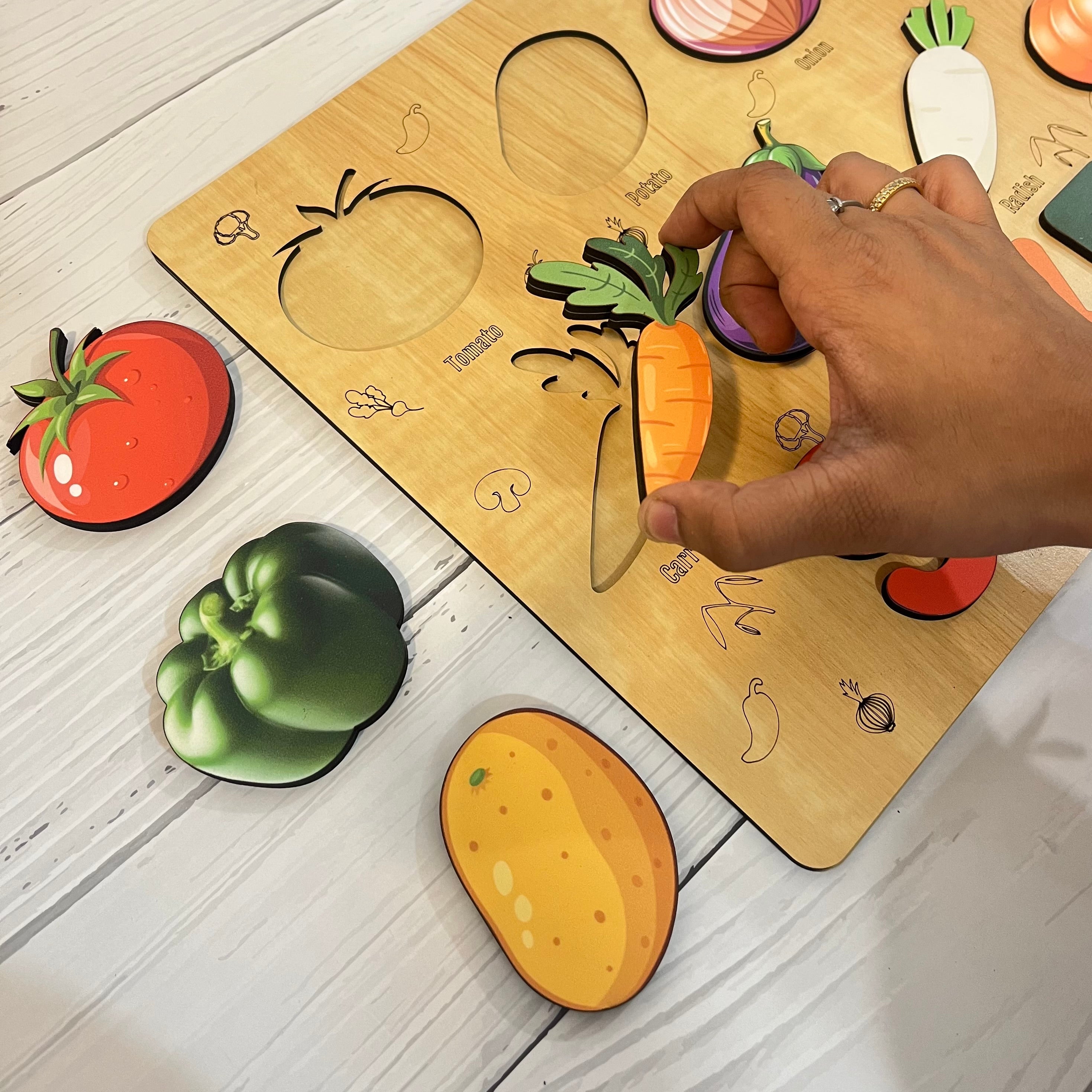 Personalised Wooden Name Puzzle - Healthy Vegetables