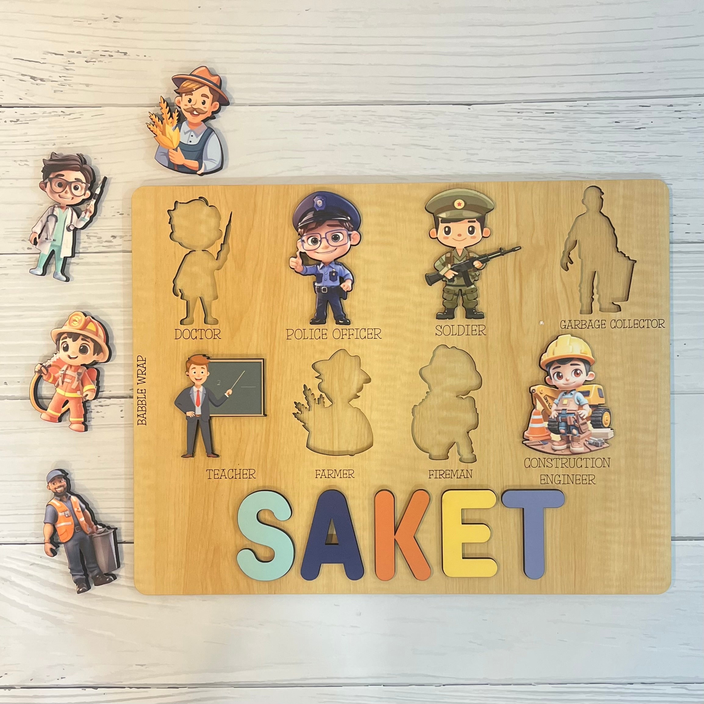 Personalised Wooden Name Puzzle - Community Helpers