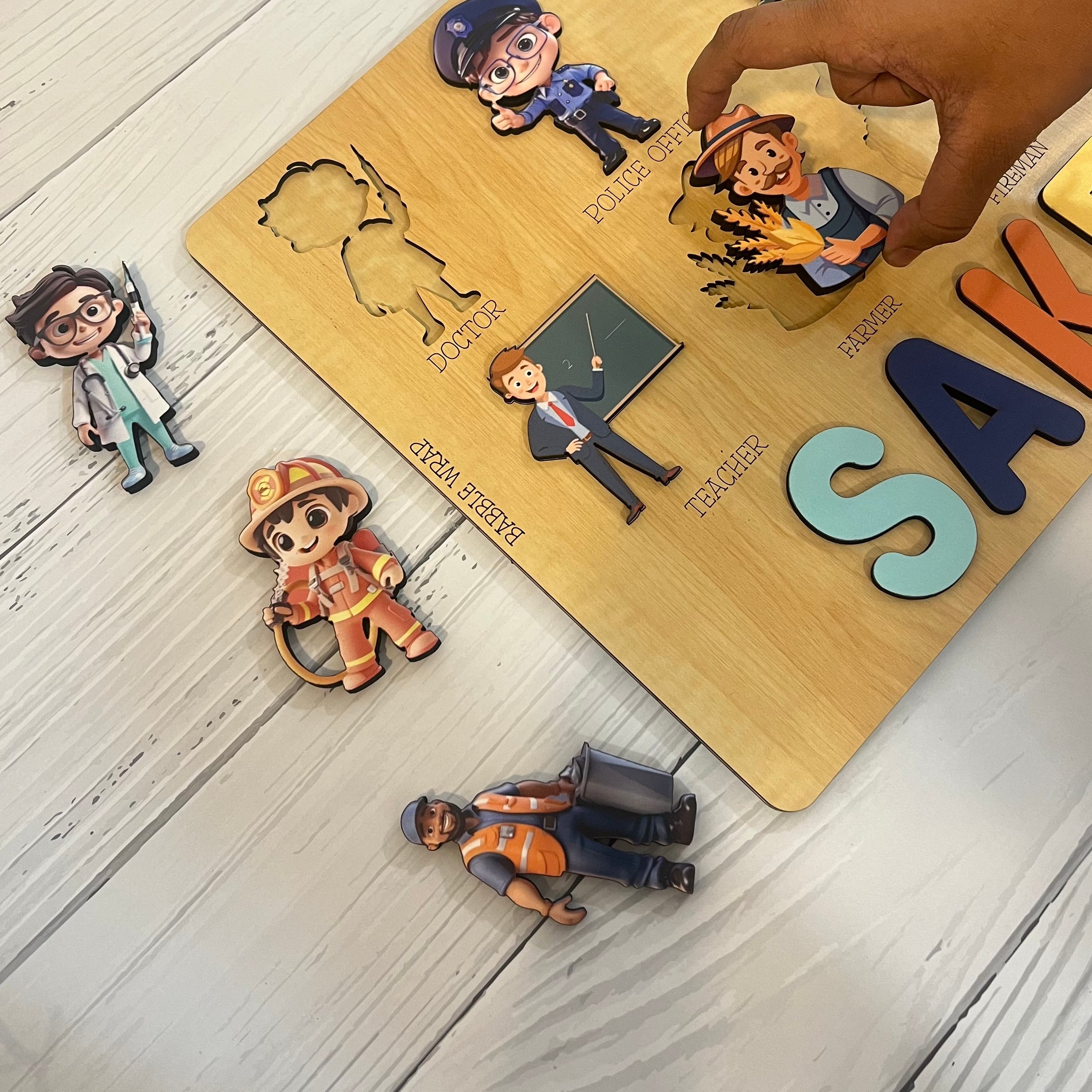 Personalised Wooden Name Puzzle - Community Helpers