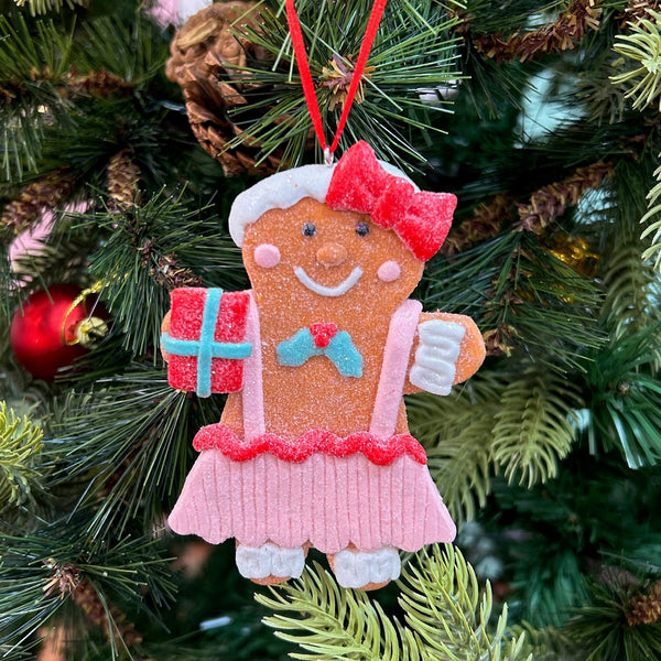 Glitter Gingerbread Ornaments (Set of 2)