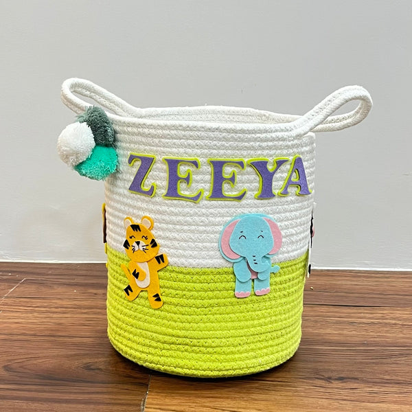 Jute Cotton Storage Basket - Animal Kingdom