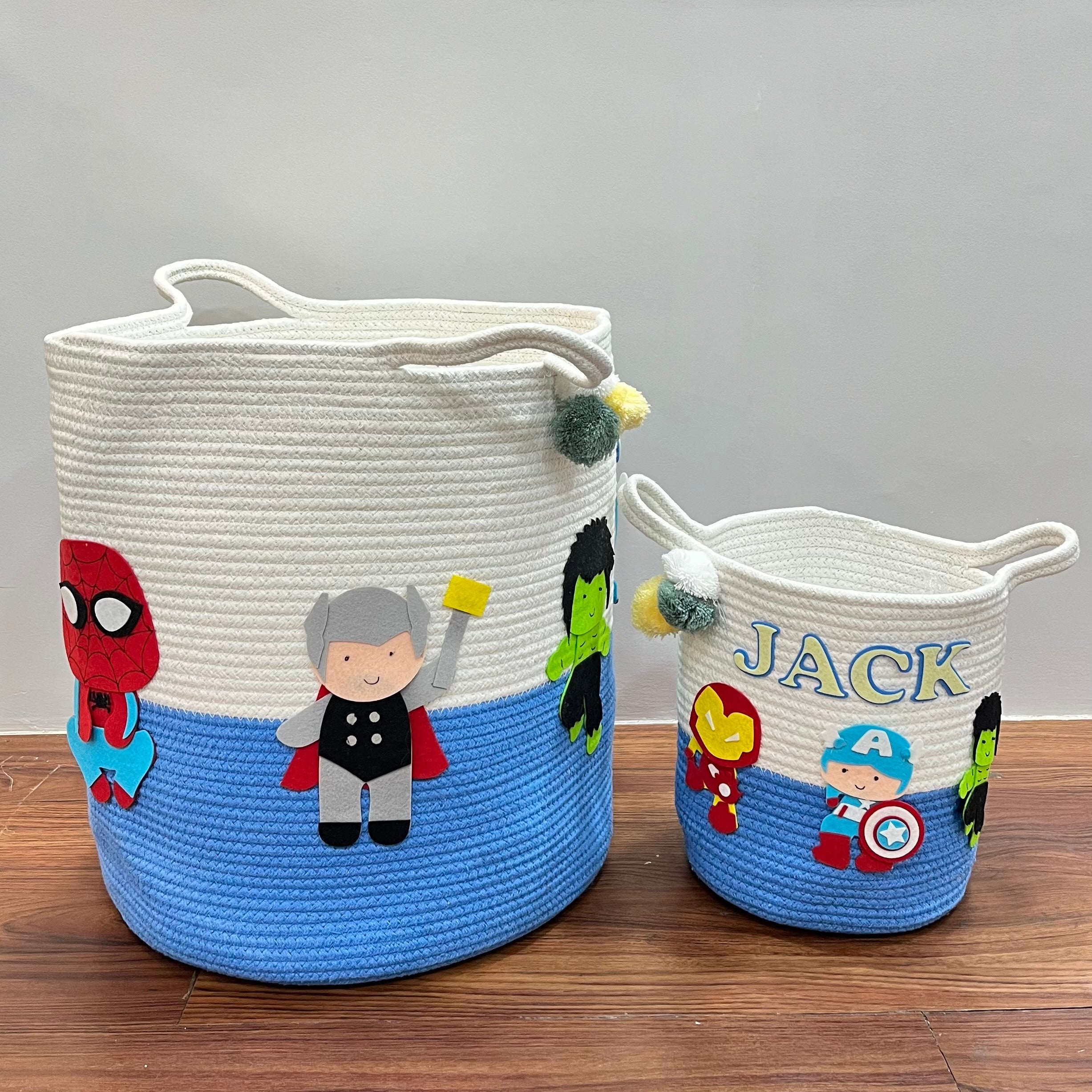 Jute Cotton Storage Basket - Superhero Squad