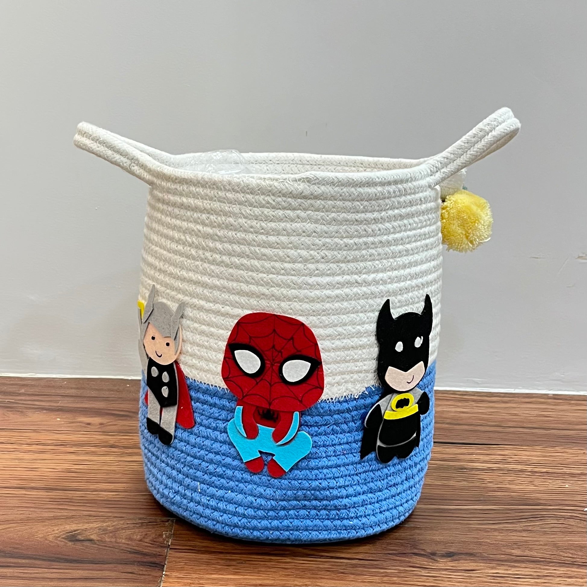 Jute Cotton Storage Basket - Superhero Squad