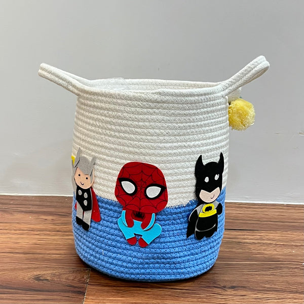 Jute Cotton Storage Basket - Superhero Squad