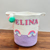 Jute Cotton Storage Basket - Unicorn Dreams & Rainbows