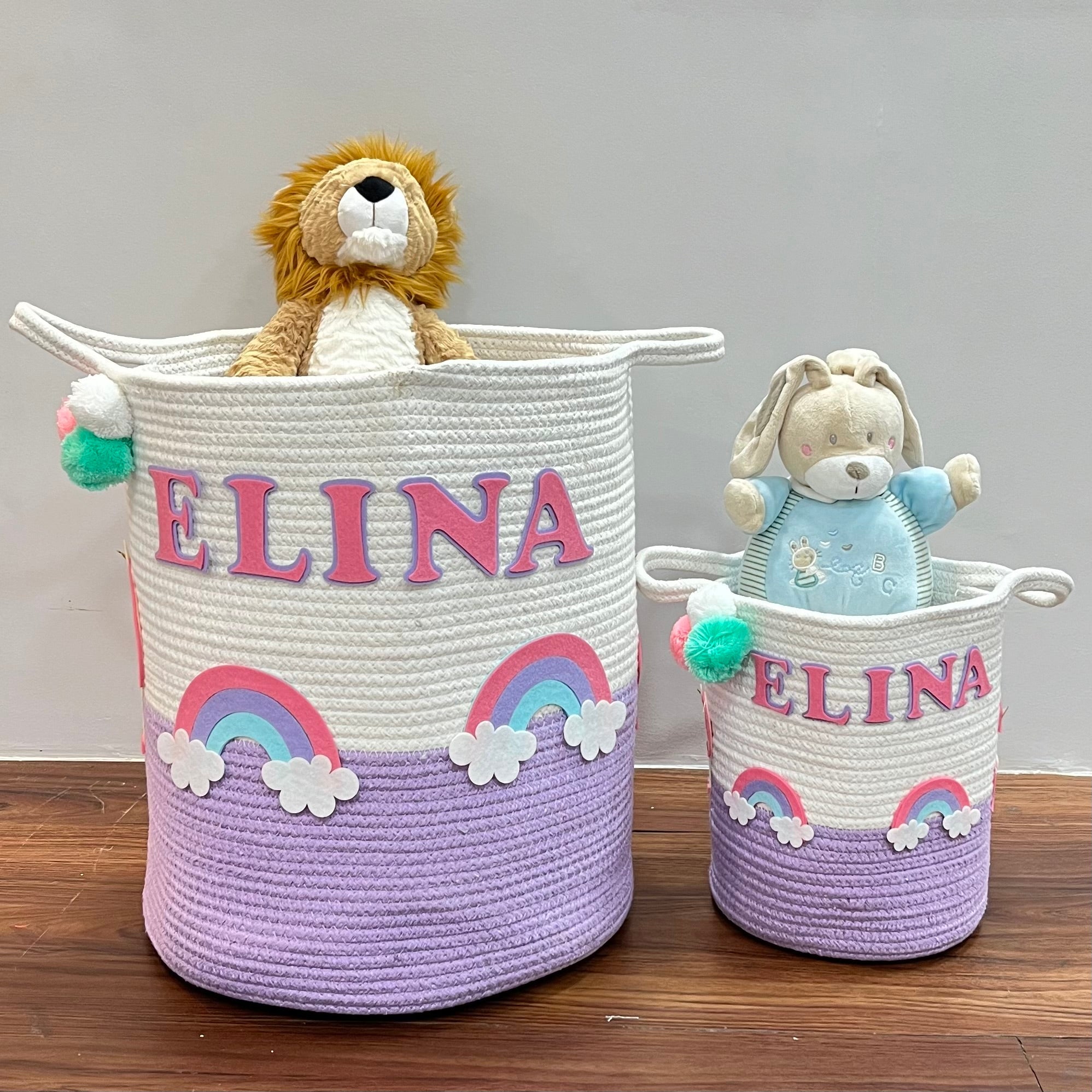 Jute Cotton Storage Basket - Unicorn Dreams & Rainbows