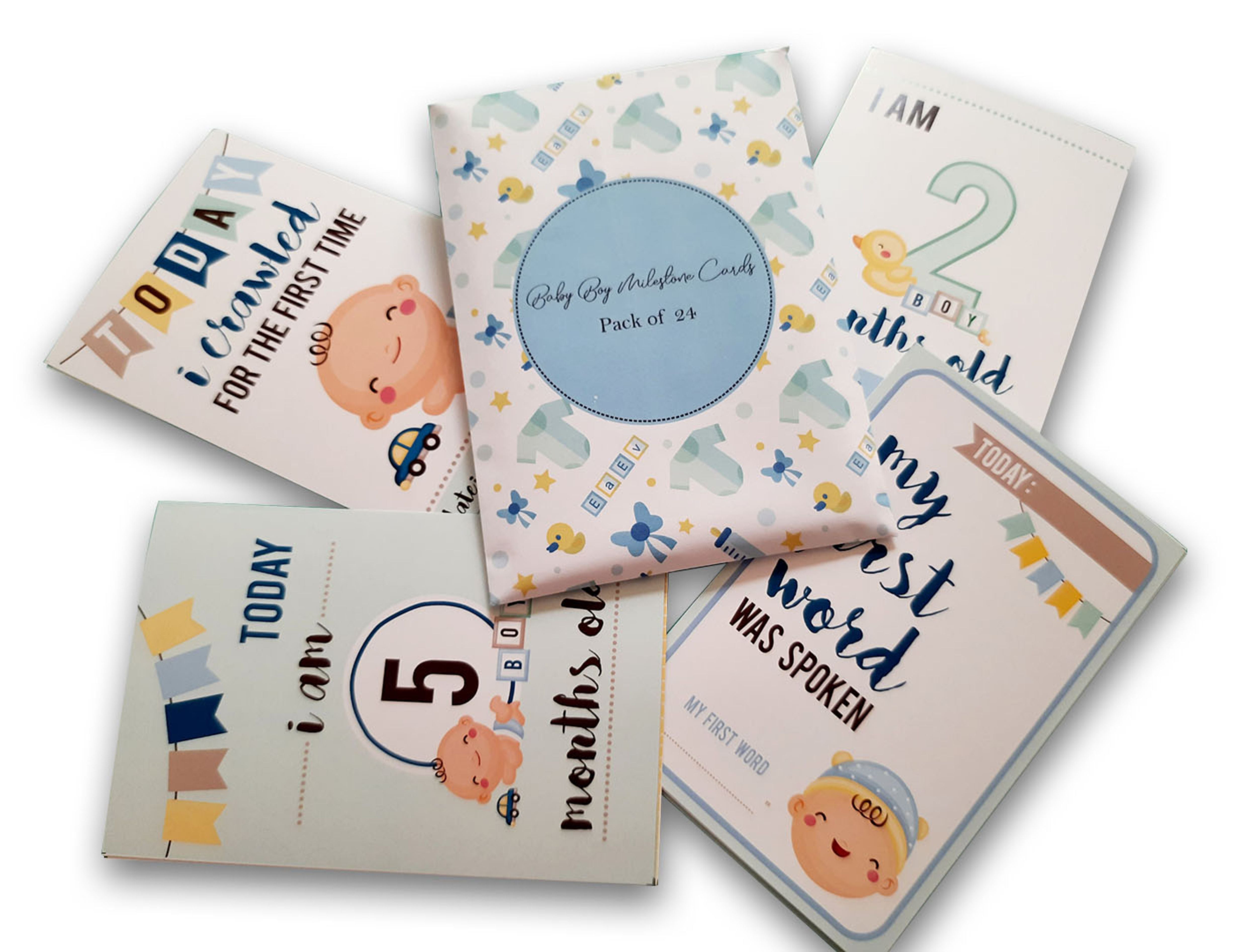 Newborn Milestones Memory Cards - Blue