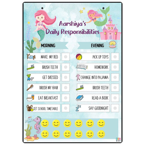 Customized Lil Mermaid Daily Responsibility Chart For Kids Activity