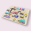 Personalised Wooden Name Puzzle- Construction Site (Vibrant)