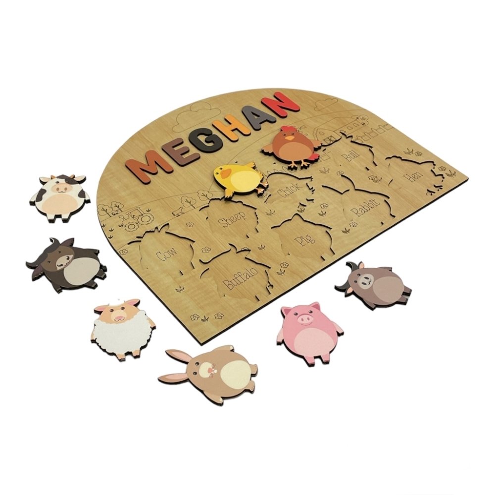 Personalised Wooden Name Puzzle- Farm Animals