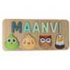 Personalised Wooden Name Puzzle- Fauna (4 Elements with Name on Top)