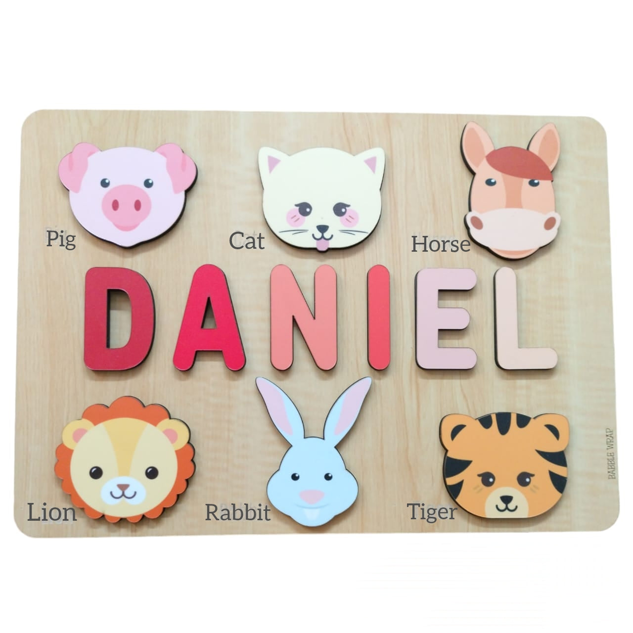 Personalised Wooden Name Puzzle- Fauna (6 Elements)