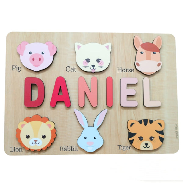 Personalised Wooden Name Puzzle- Fauna (6 Elements)