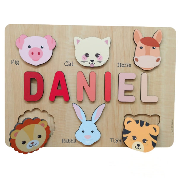 Personalised Wooden Name Puzzle- Fauna (6 Elements)