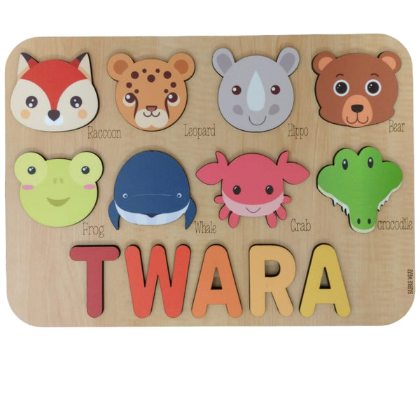 Personalised Wooden Name Puzzle- Fauna (8 Elements)