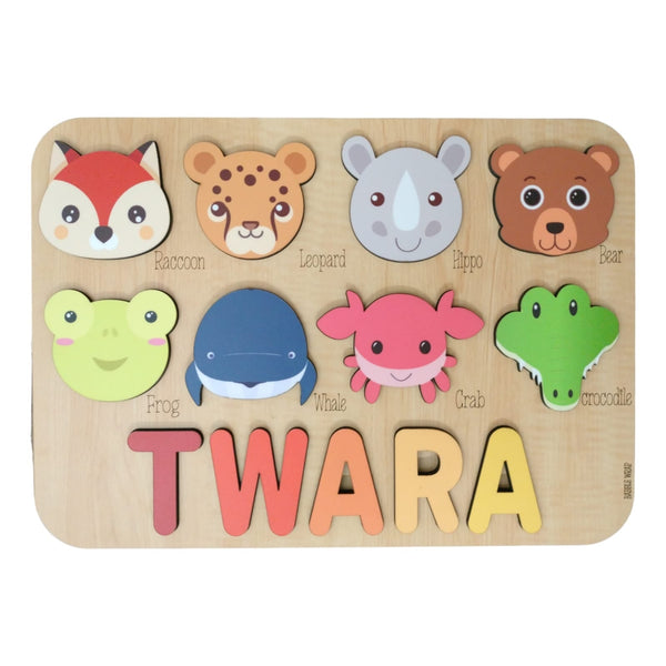 Personalised Wooden Name Puzzle- Fauna (8 Elements)