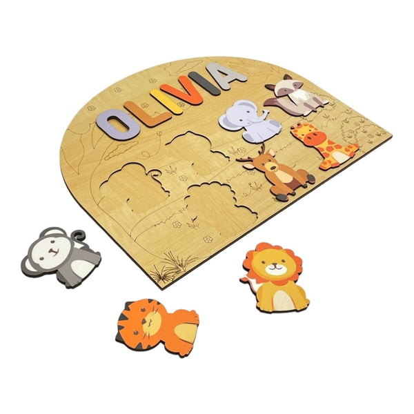 Personalised Wooden Name Puzzle- Wild Animals