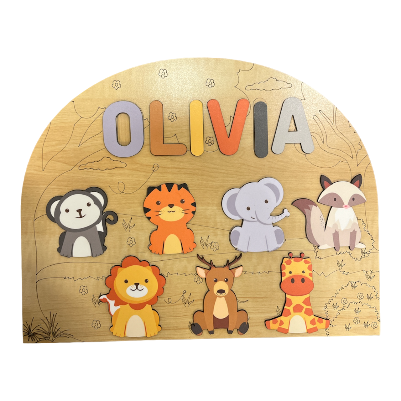 Personalised Wooden Name Puzzle- Wild Animals