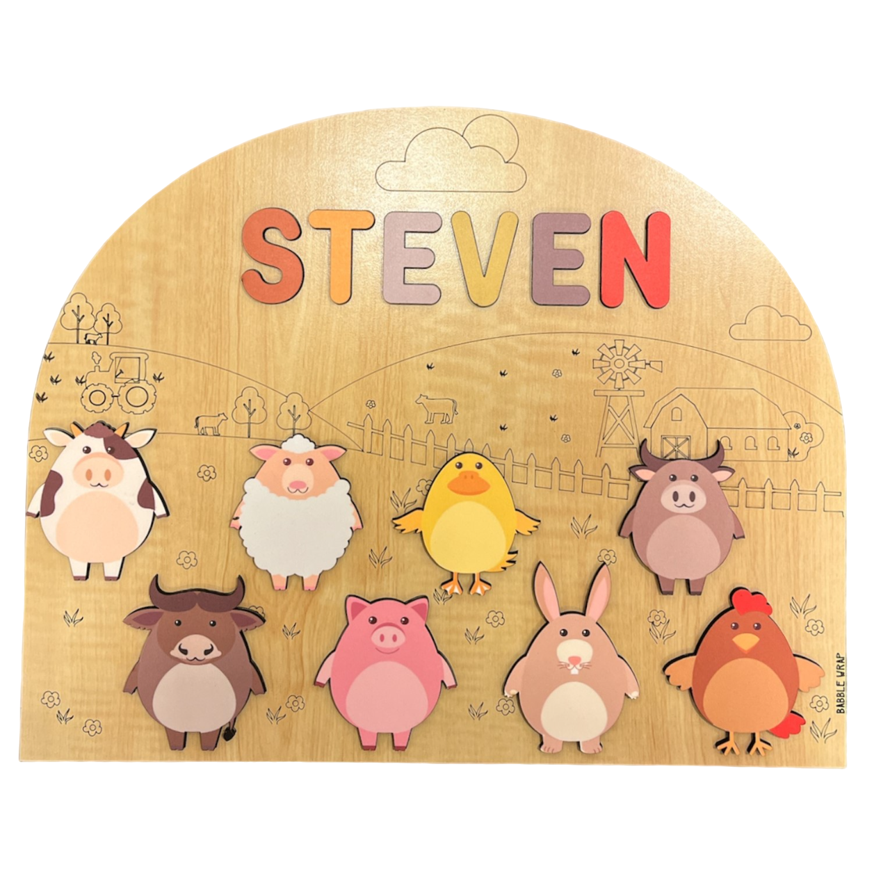 Personalised Wooden Name Puzzle- Farm Animals