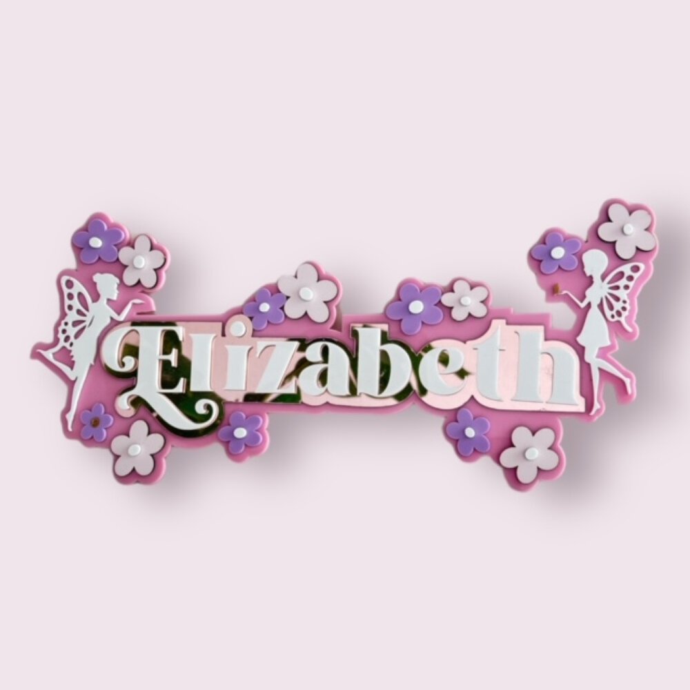 3 Layer Name Plaque- Fairyland Floral