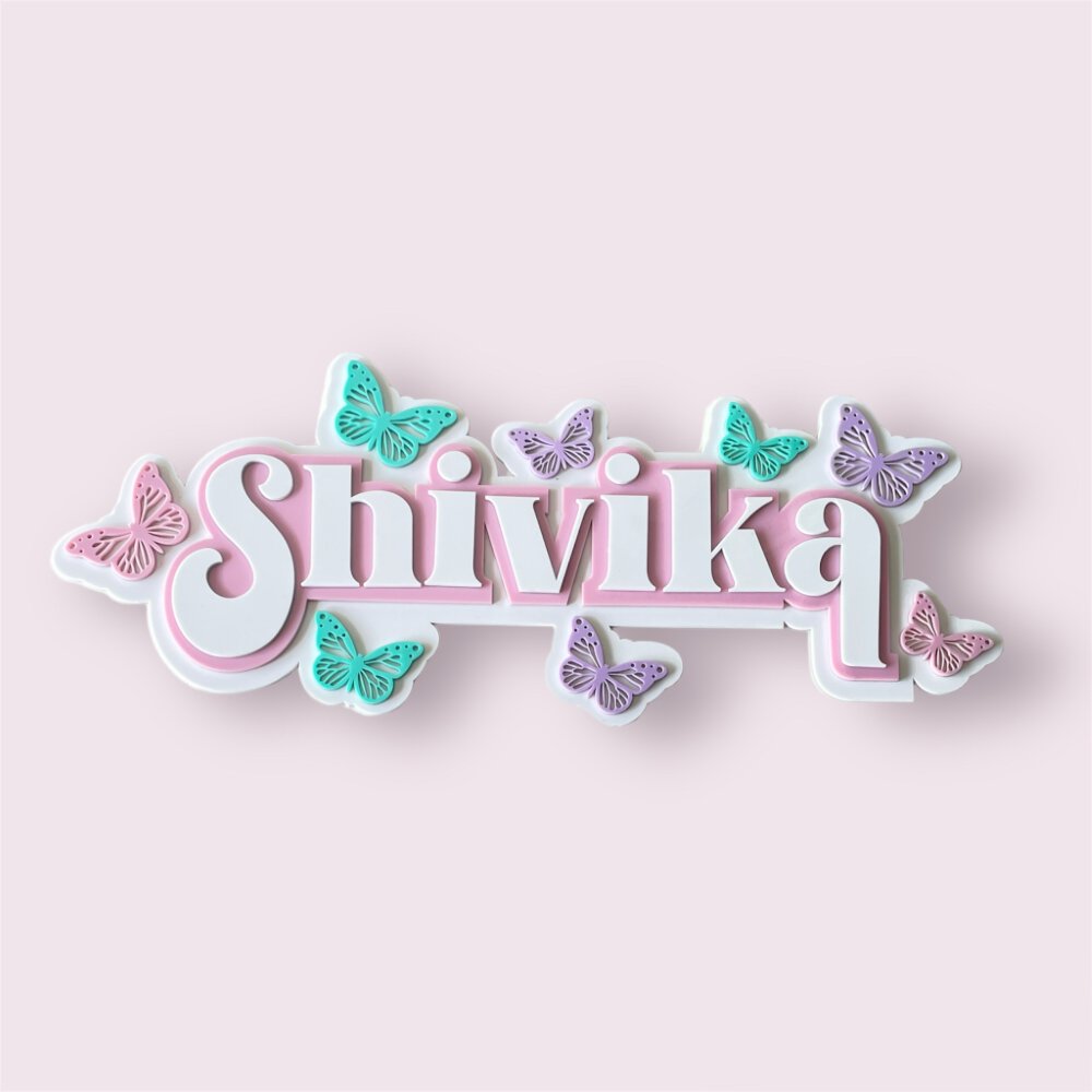 3 Layer Name Plaque- Butterfly Magic