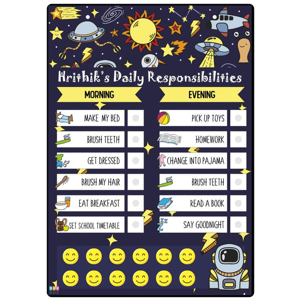 Customized Space Daily Responsibility Chart For Kids Activity