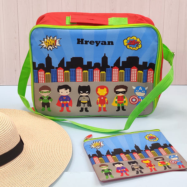 Customized Superhero Kids Bag With Pouch For Kids