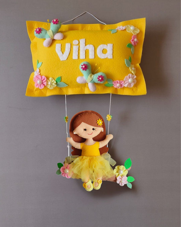 Girl on swing  Customized Name Plate Wall Hanging