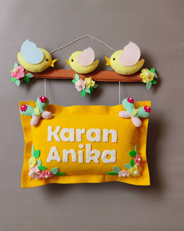 Bird Family for Siblings  Customized Name Plate Wall Hanging