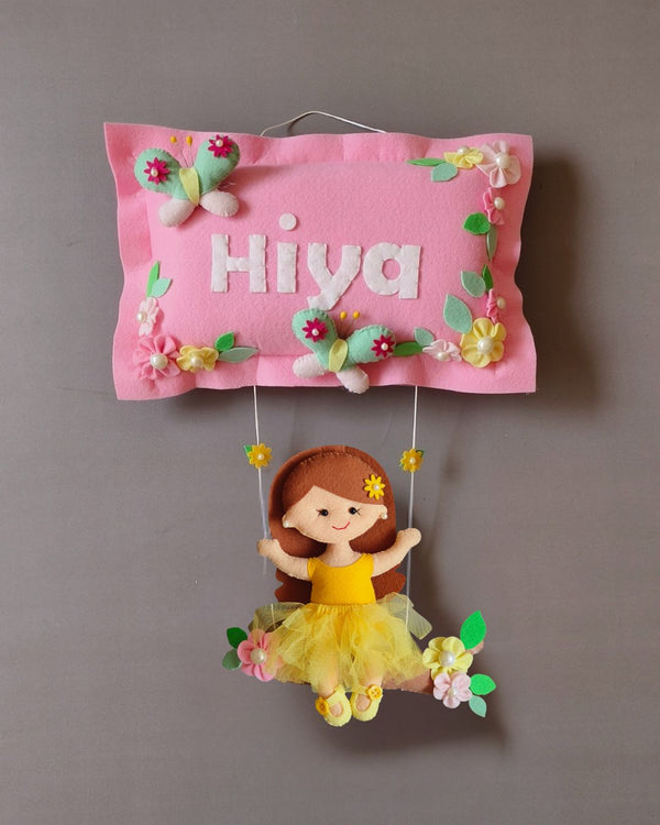 Girl on swing  Customized Name Plate Wall Hanging