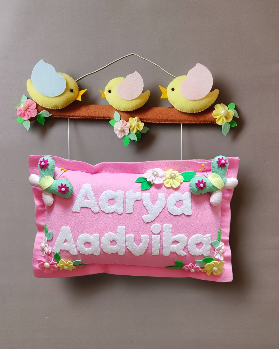 Bird Family for Siblings  Customized Name Plate Wall Hanging