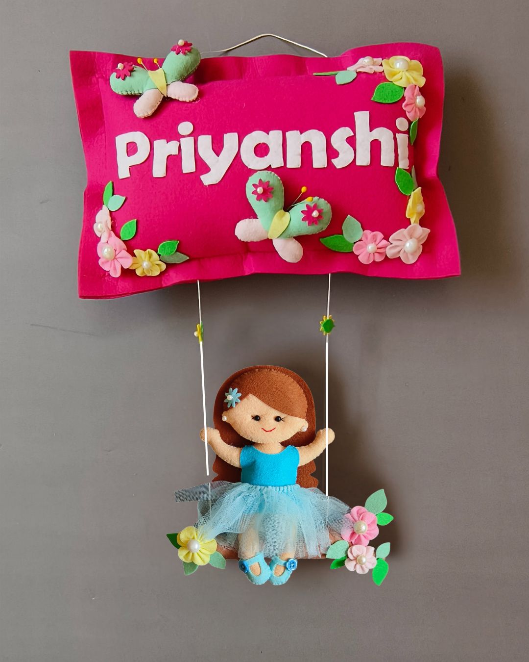 Girl on swing  Customized Name Plate Wall Hanging