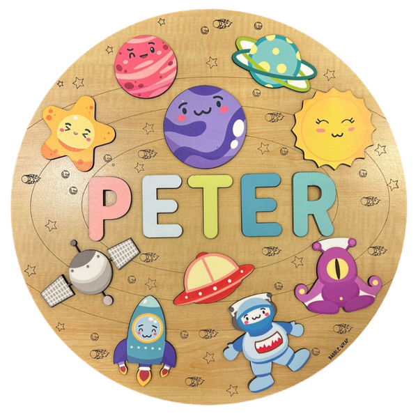 Personalised Wooden Name Puzzle- Outer Space