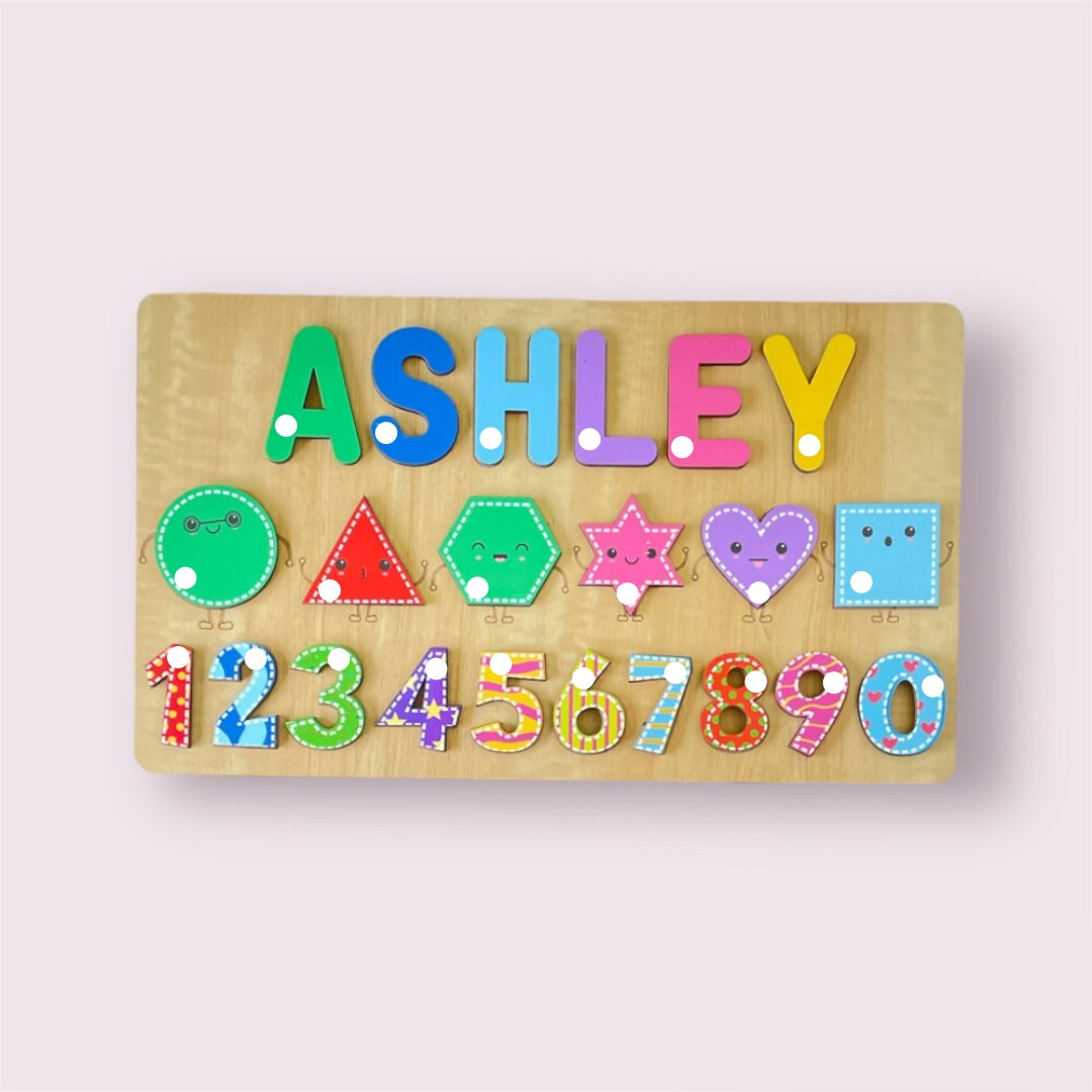 Personalised Wooden Name Puzzle- Shapes & Numbers