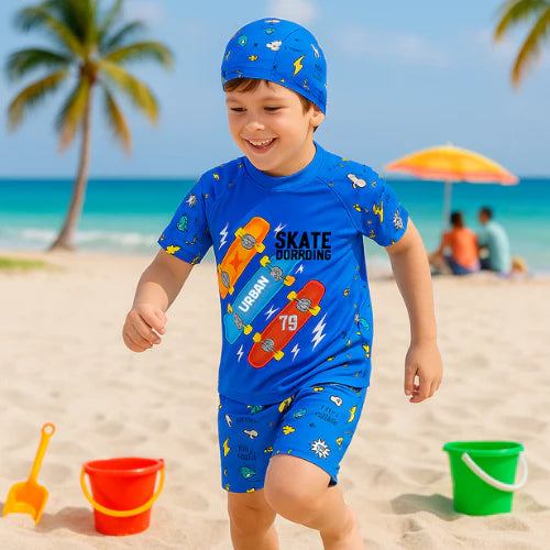 2 psc Urban Skater Splash Swim Set with Cap