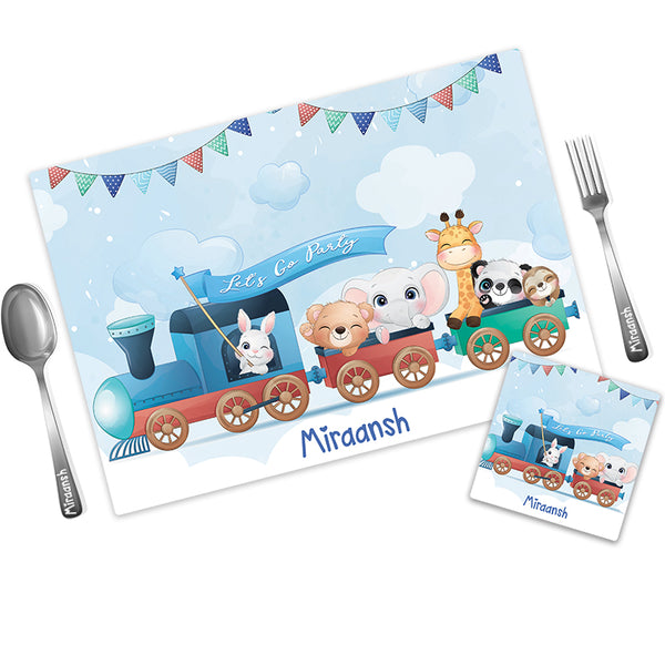 Animals Personalized Kids Mat Coaster Set