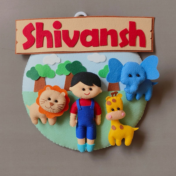 Small Jungle safari wall decor  Customized Name Plate Wall Hanging