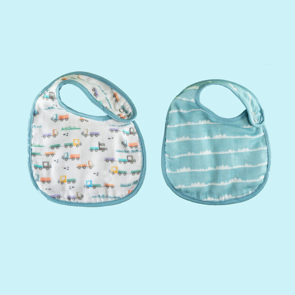 Traffic Jam Organic Cotton Bibs -2 Pcs