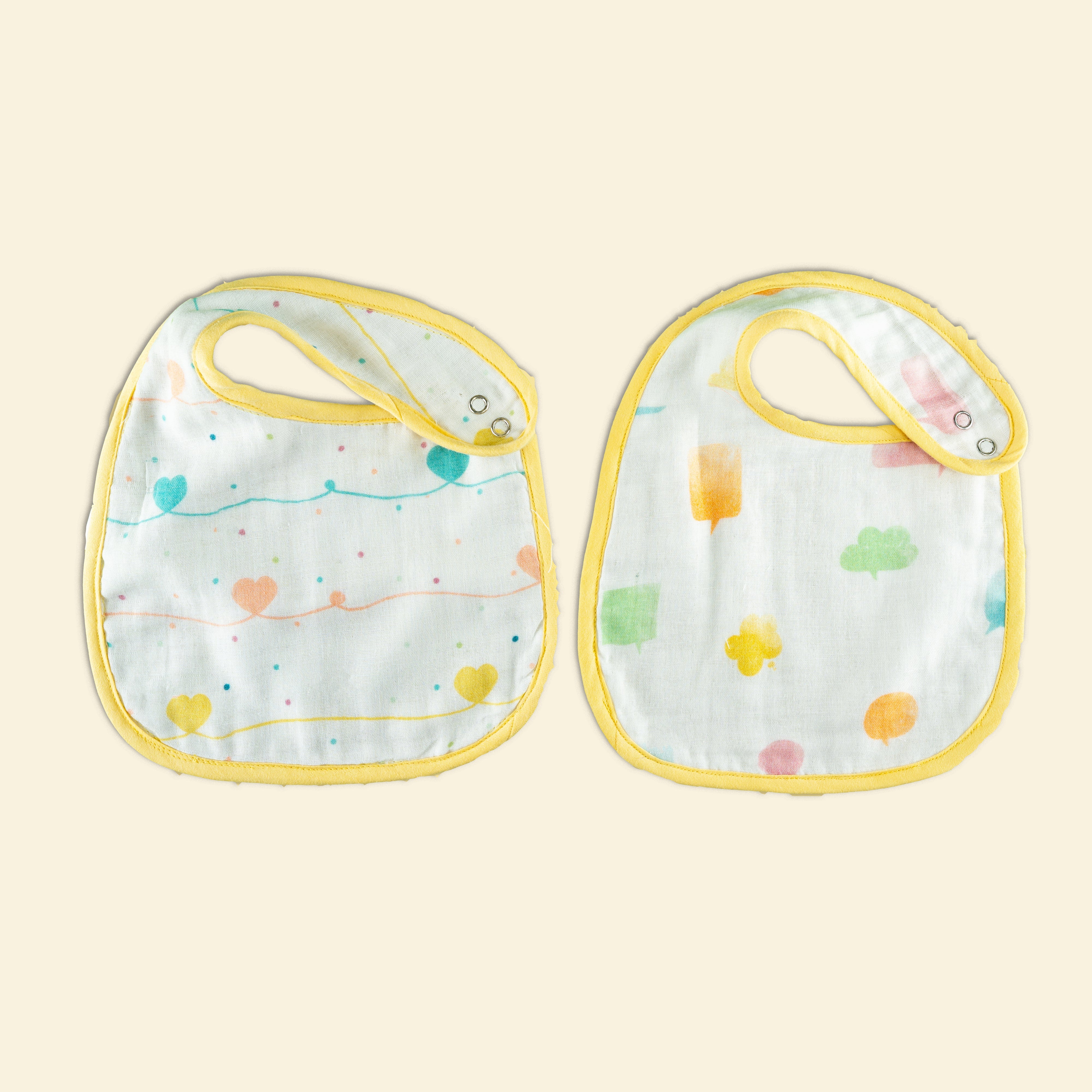 Yellow Mellow Organic Cotton Bibs-2 Pcs