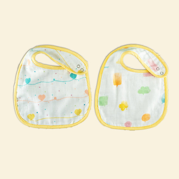 Yellow Mellow Organic Cotton Bibs-2 Pcs