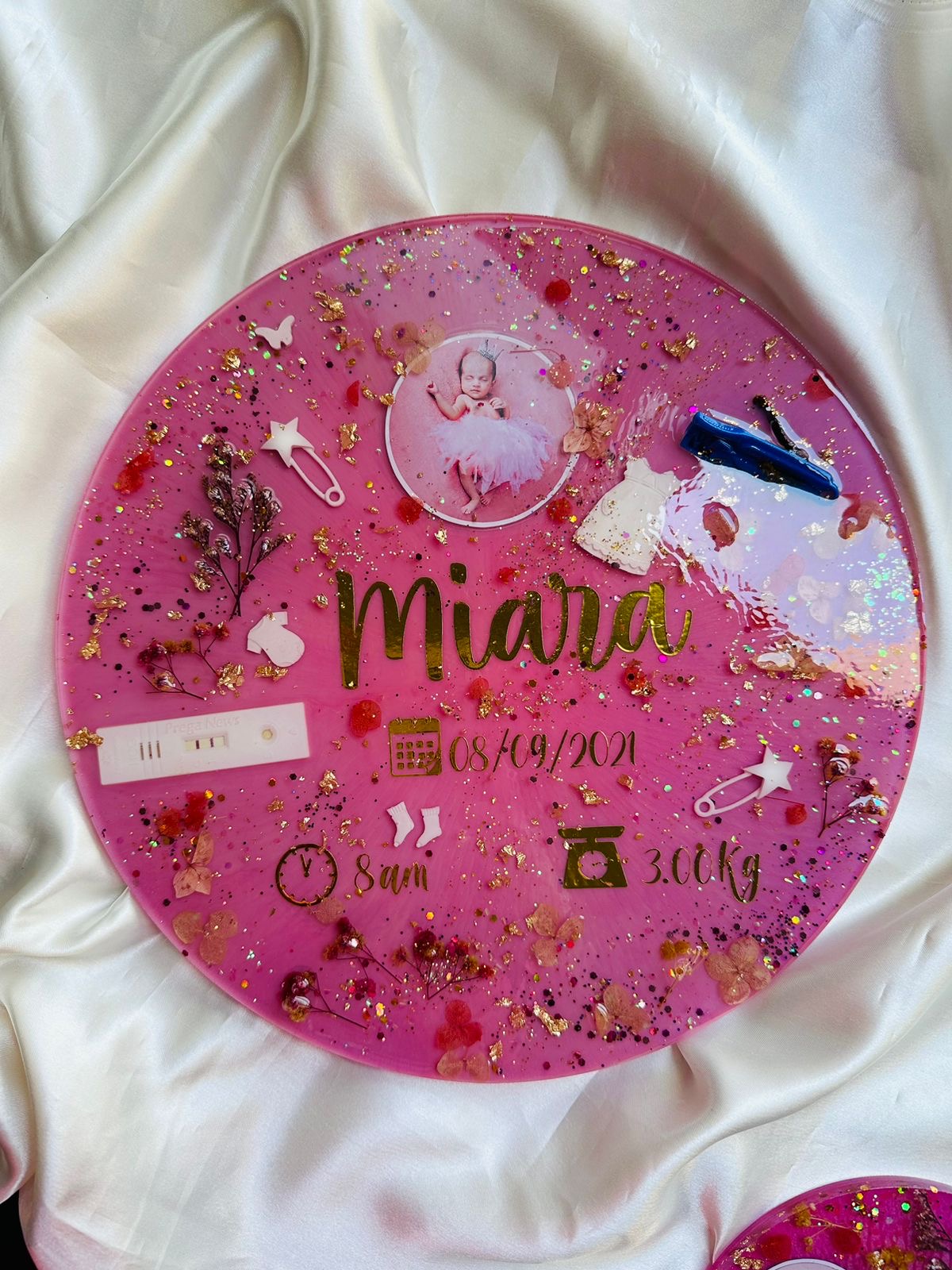 Birth Detail Resin Photo Frame-Pink