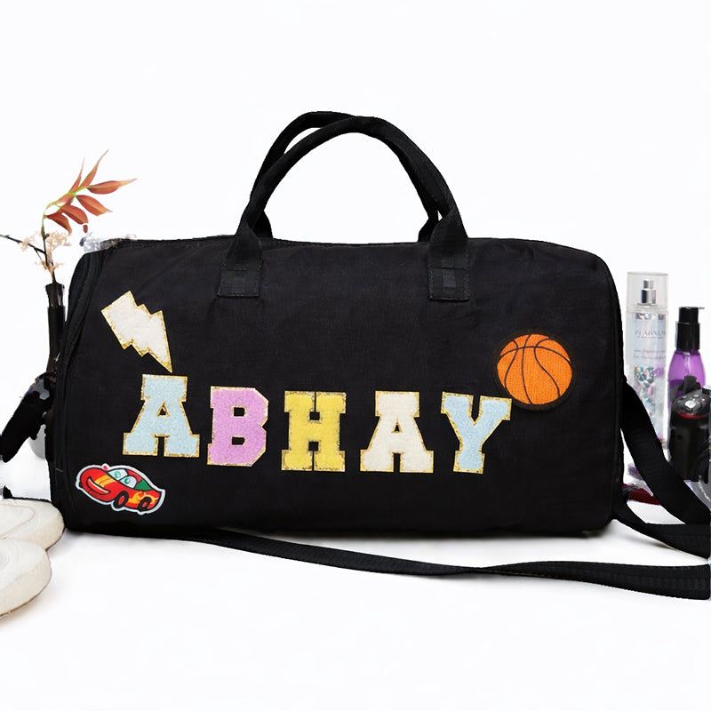 Black Personalized Kids Duffel Bag