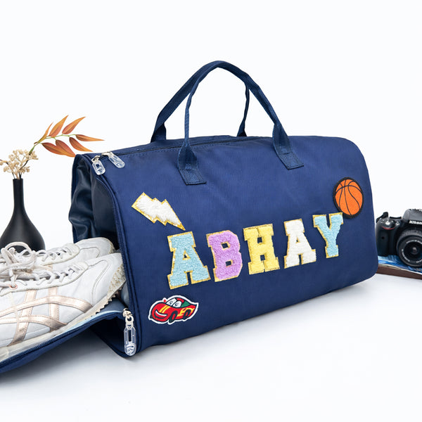 Blue Personalized Kids Duffel Bag