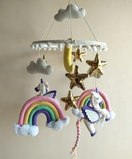 Unicorn Dreams Personalised Cot Mobile – Colour Bling