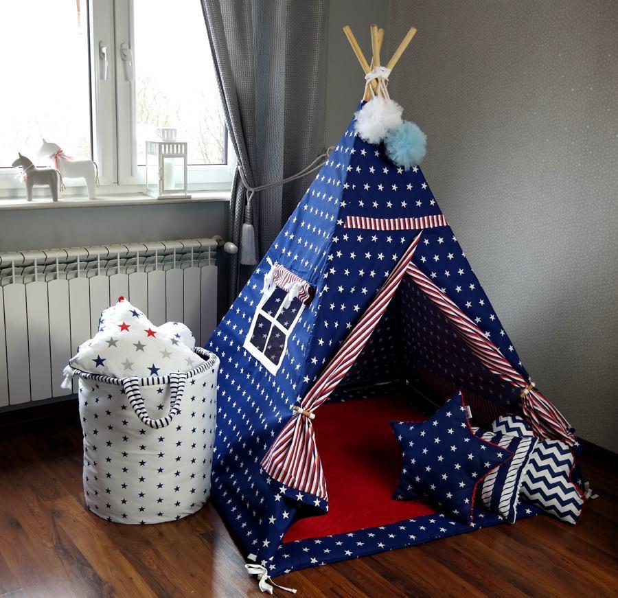 Blue & Red Celestial Teepee Play Tent