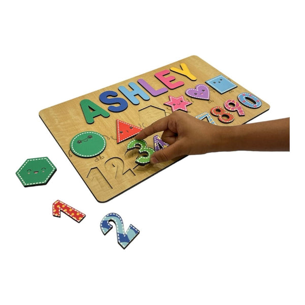 Personalised Wooden Name Puzzle- Shapes & Numbers