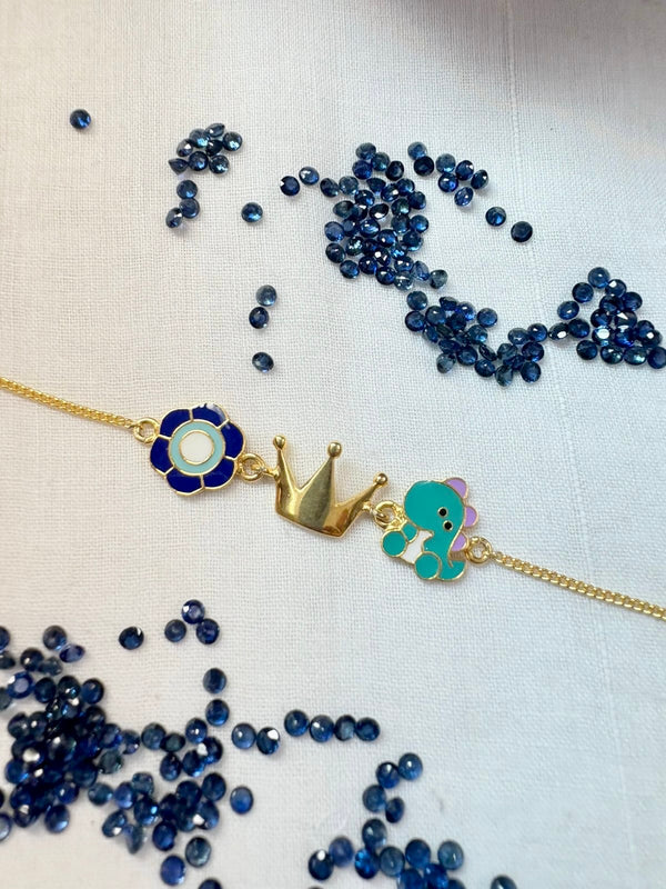 Triple Silver Charm Bracelet- Crown