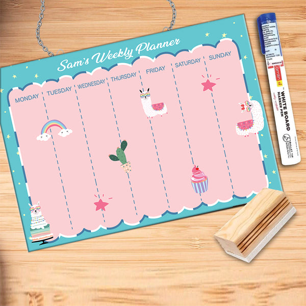 Customized Llama Kids Weekly Planner