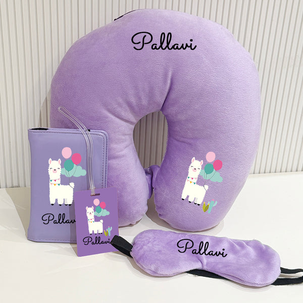 Personalized Llama Kids Neck Pillow Set-4